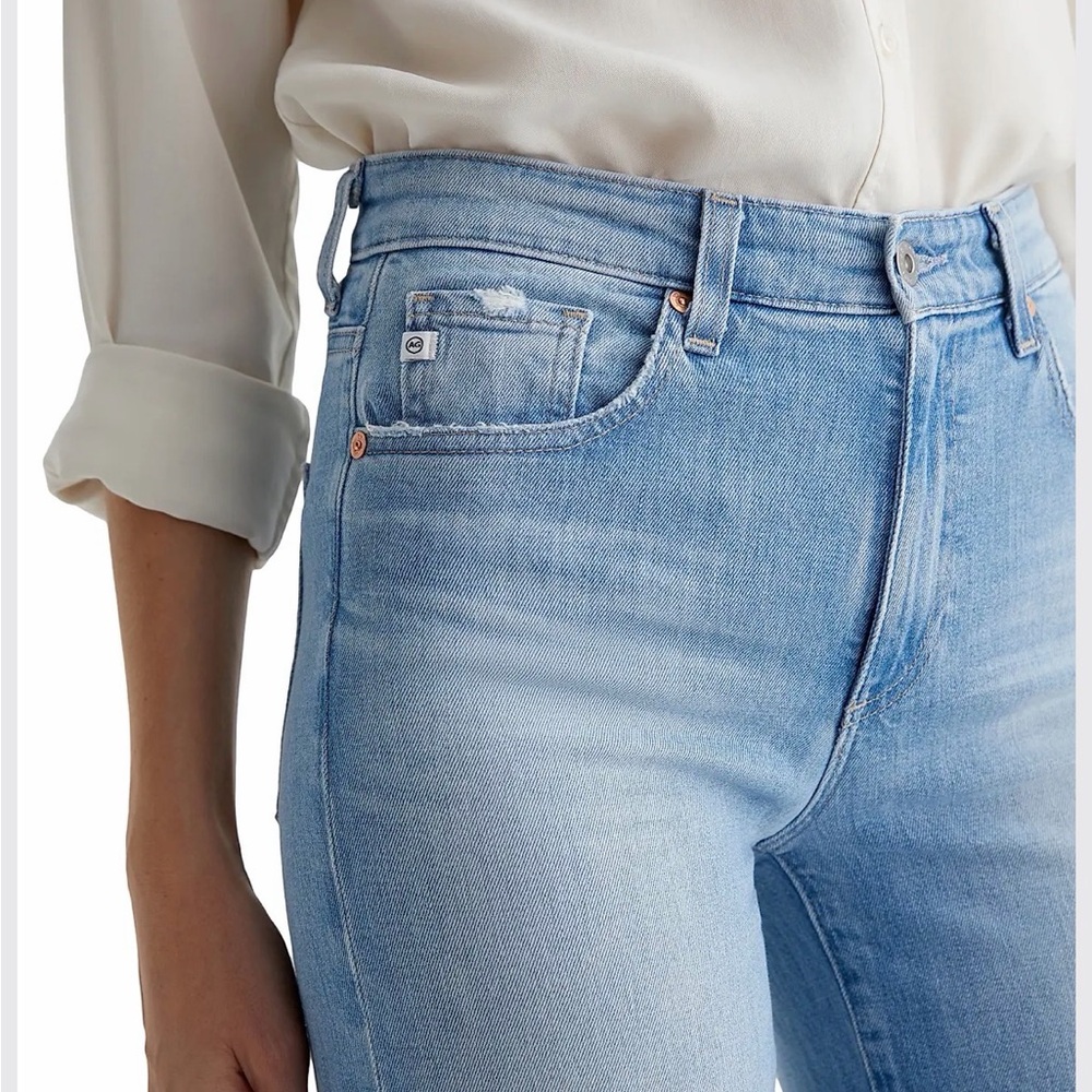 NWT/ AG Saige Mid-Rise Dana Point (Light Blue)Wide-Leg Cropped Jeans - Picture 9 of 14
